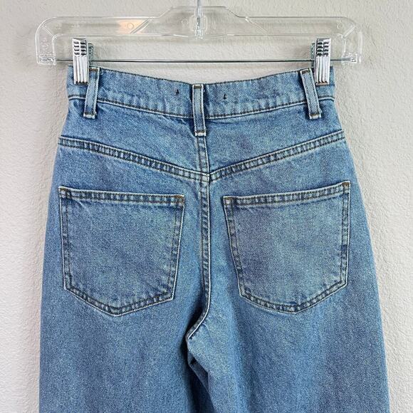 Asos Designs Wide Leg Jeans Women's 23 Petite High Rise Light Wash Cotton Short - Picture 4 of 6